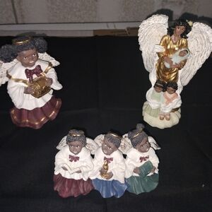 Elegant Angel Figurine Collection - Gold, White, Red, Green